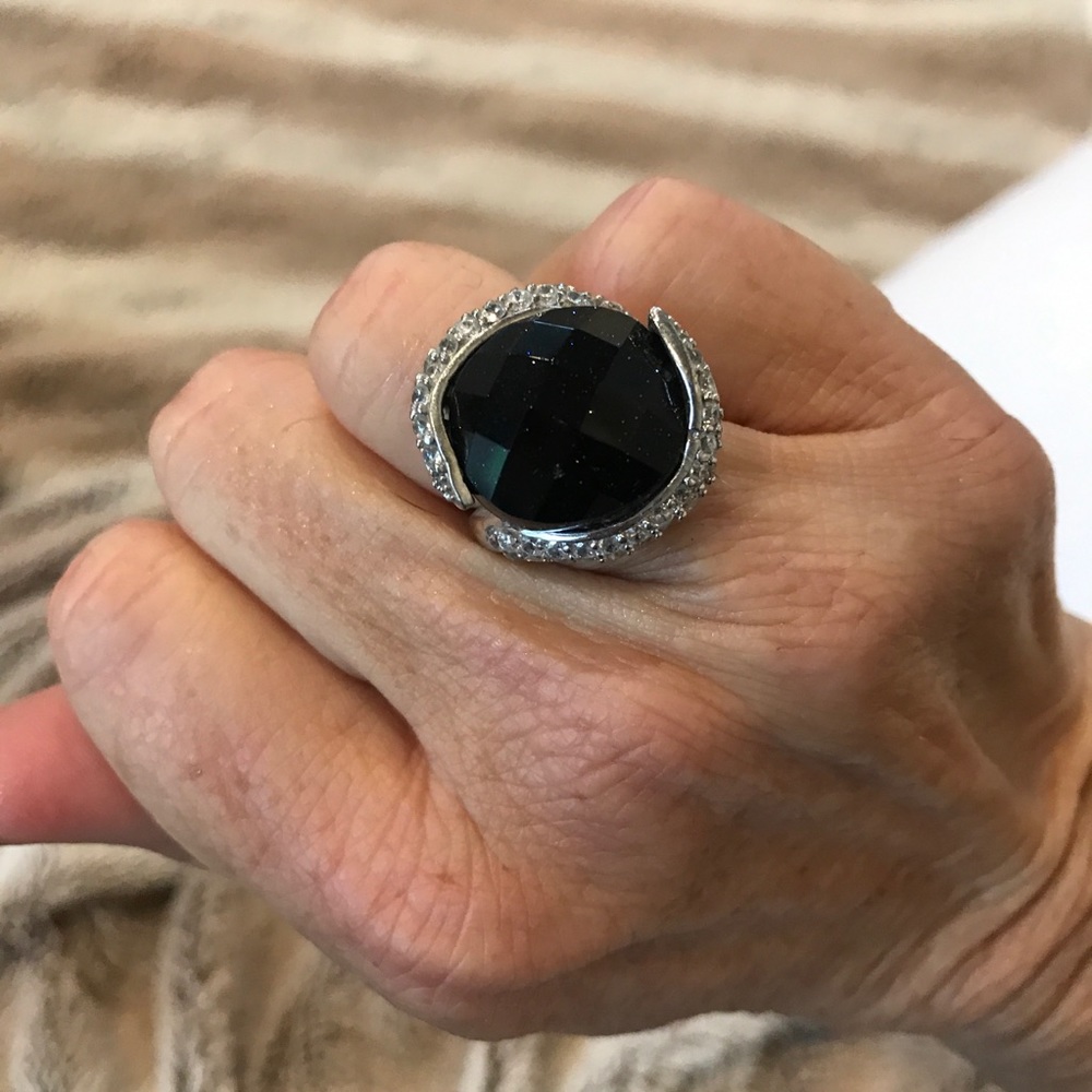 Black Stone Sterling Silver Ring - image 2